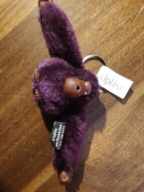 Kipling Plush Monkey Keyring in Deep Purple